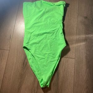 Neon green fashion of a bathing suit